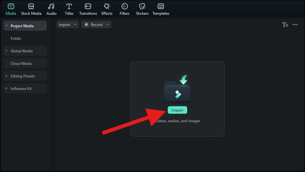 import media files to project filmora