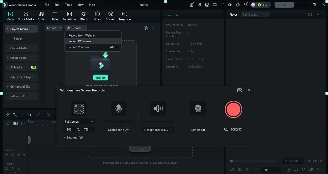 record videos with filmora