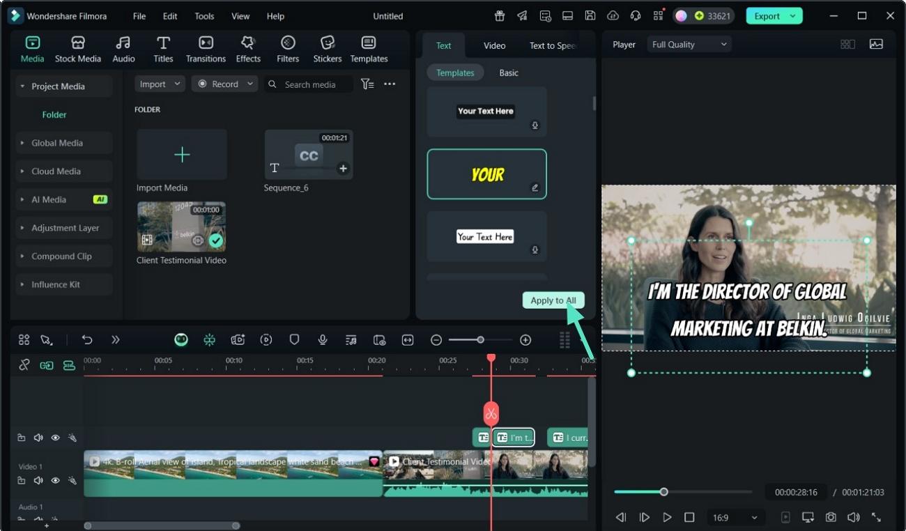 adjust subtitles added video testimonial