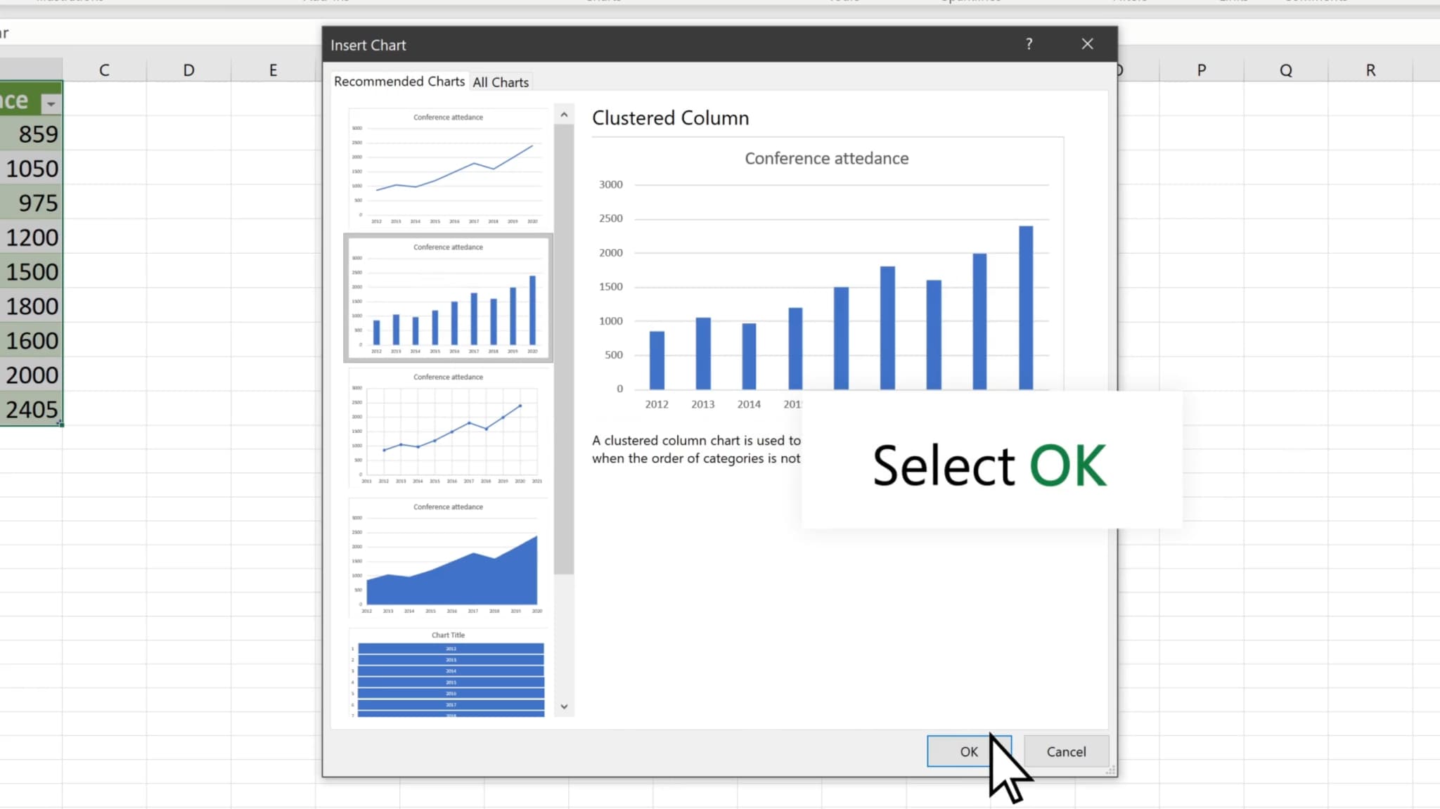 convert excel data to chart in app