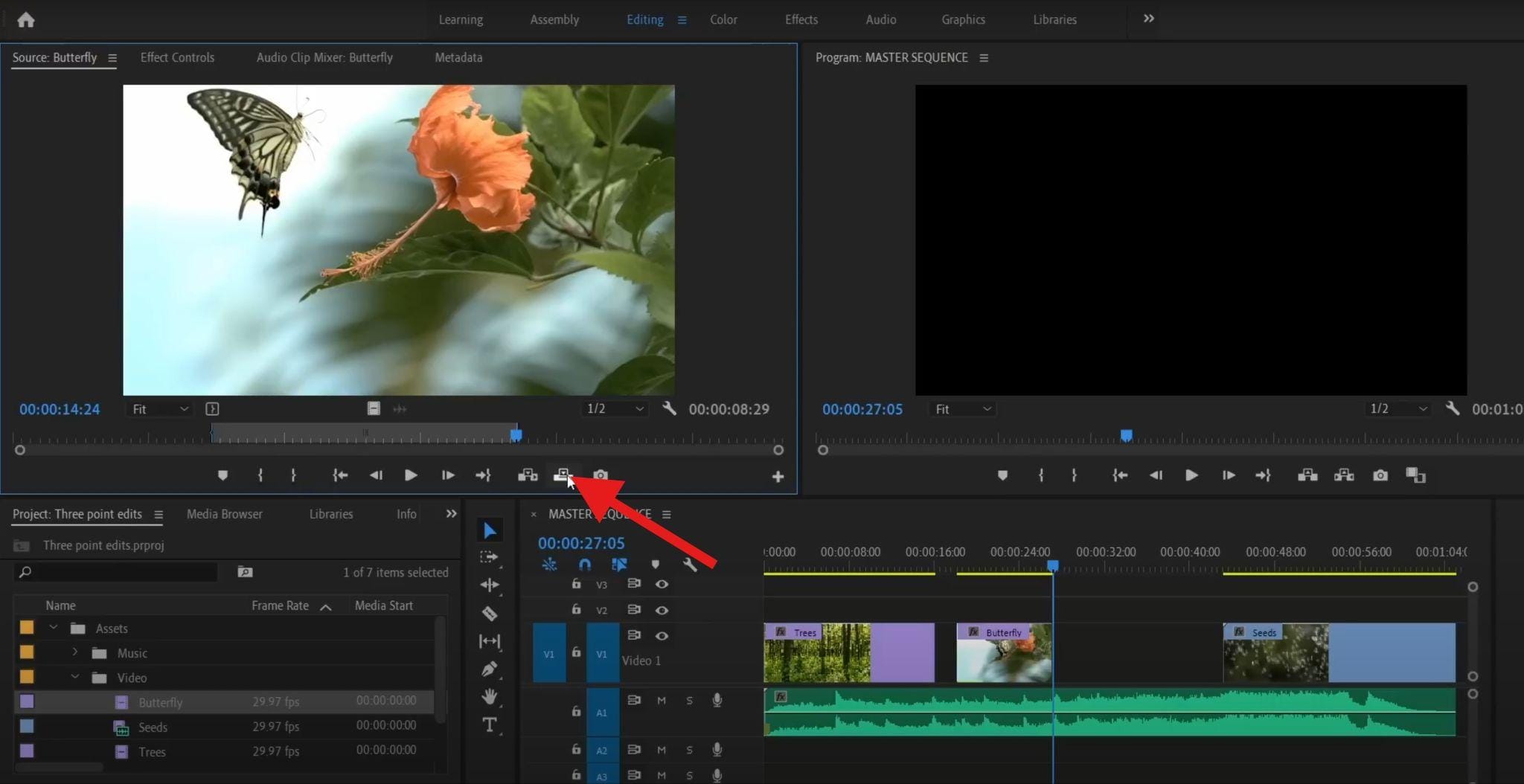 use overwrite feature in premiere pro
