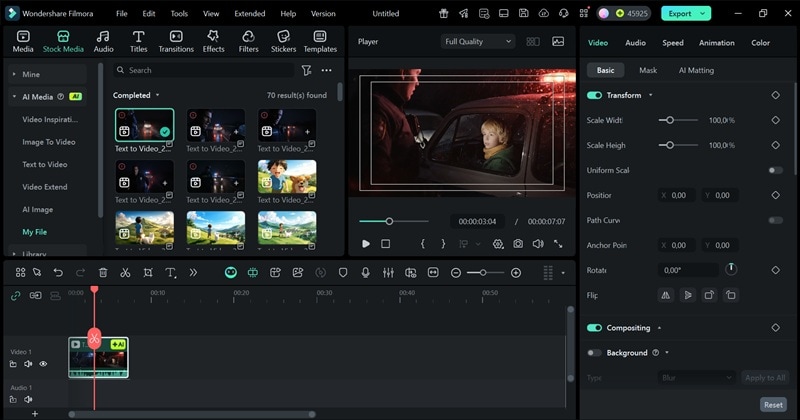 drag your ai video to timeline