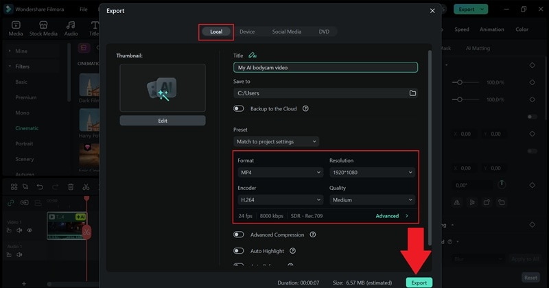 export and save your video