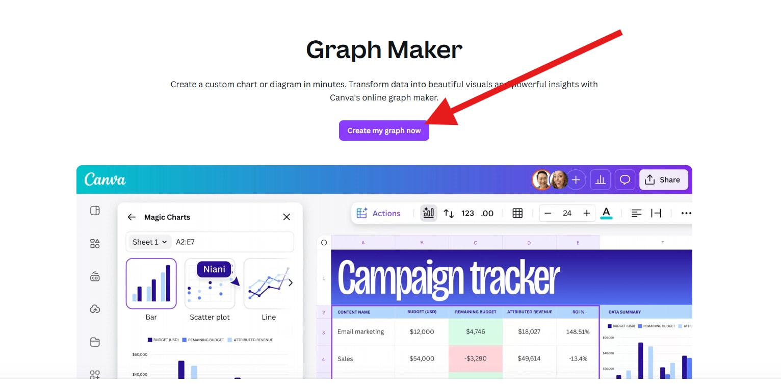 visit canva graph maker landing page