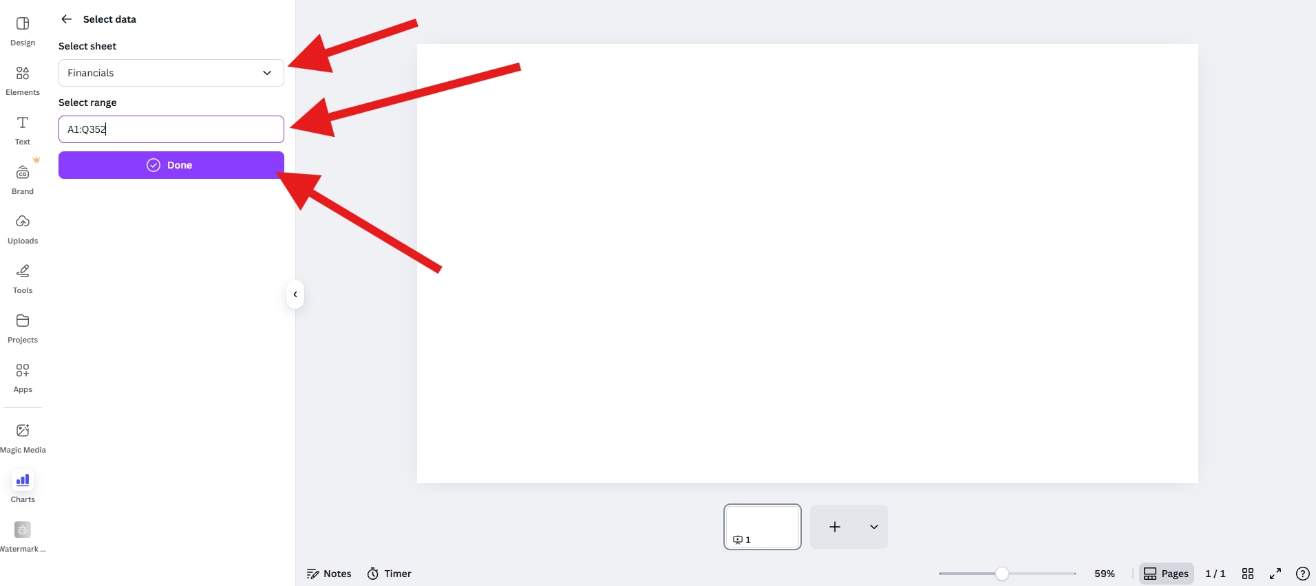 pick sheet and range for chart