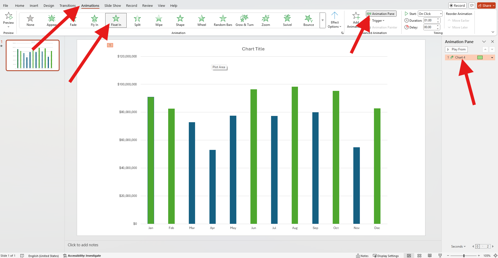 activate chart animation pane microsoft powerpoint