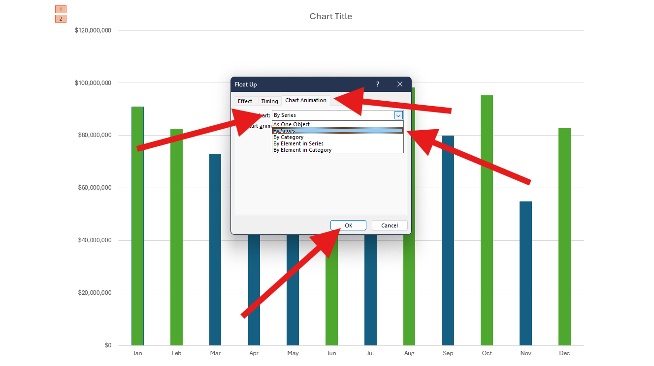 select chart animation pattern microsoft powerpoint
