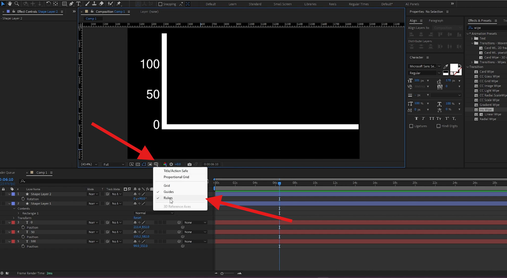 activate rulers in after effects desktop