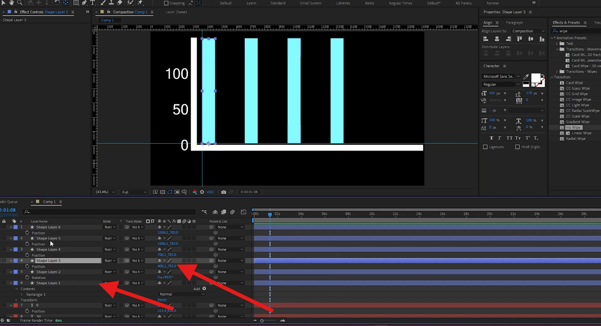 duplicate custom rectangles in after effects