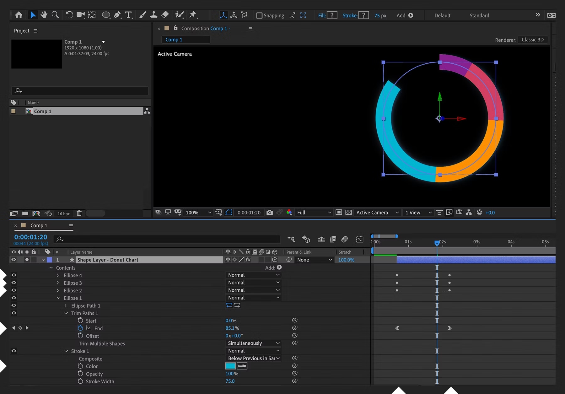 after effects animated charts interface showcase