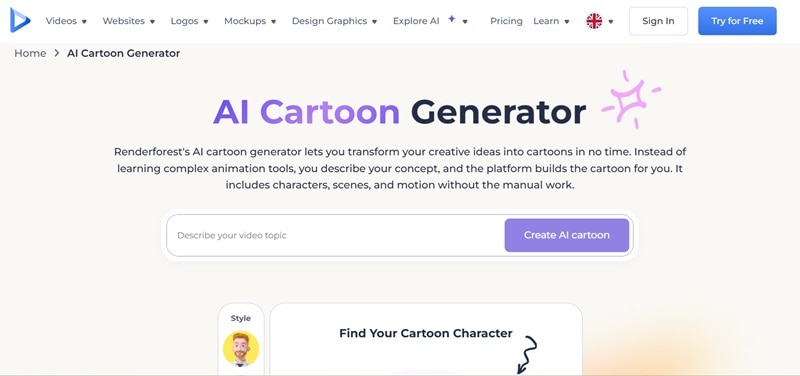 renderforest cartoon video makers online