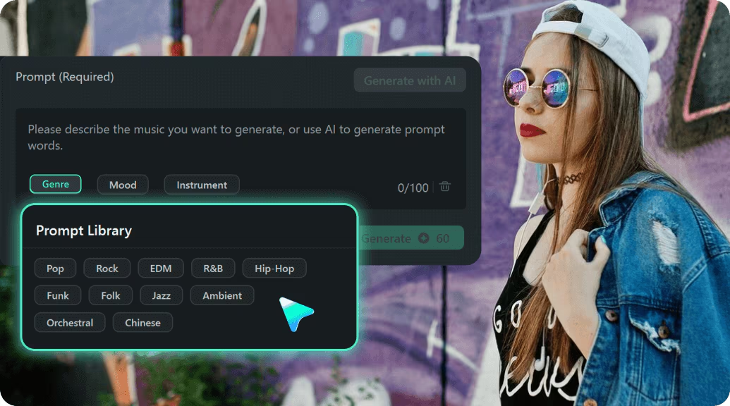 filmora ai music generator prompt