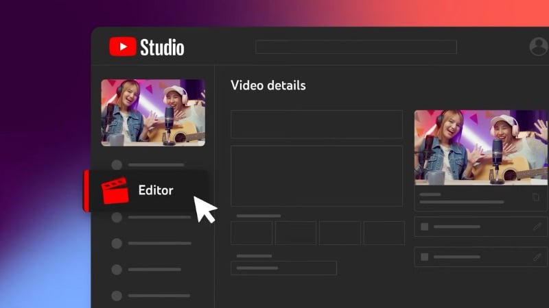 go to editor tab in youtube studio