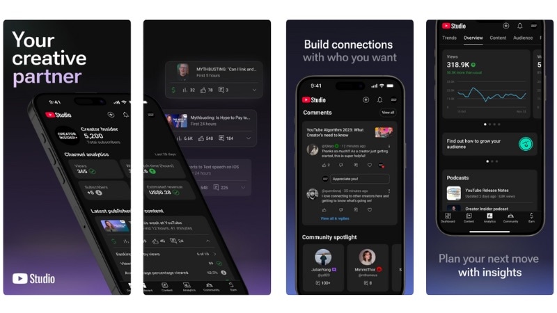 access youtube studio app on mobile
