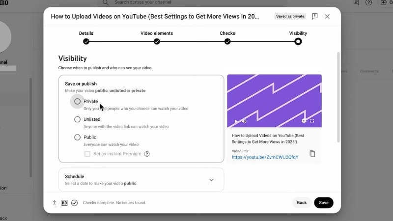 youtube studio will check your video