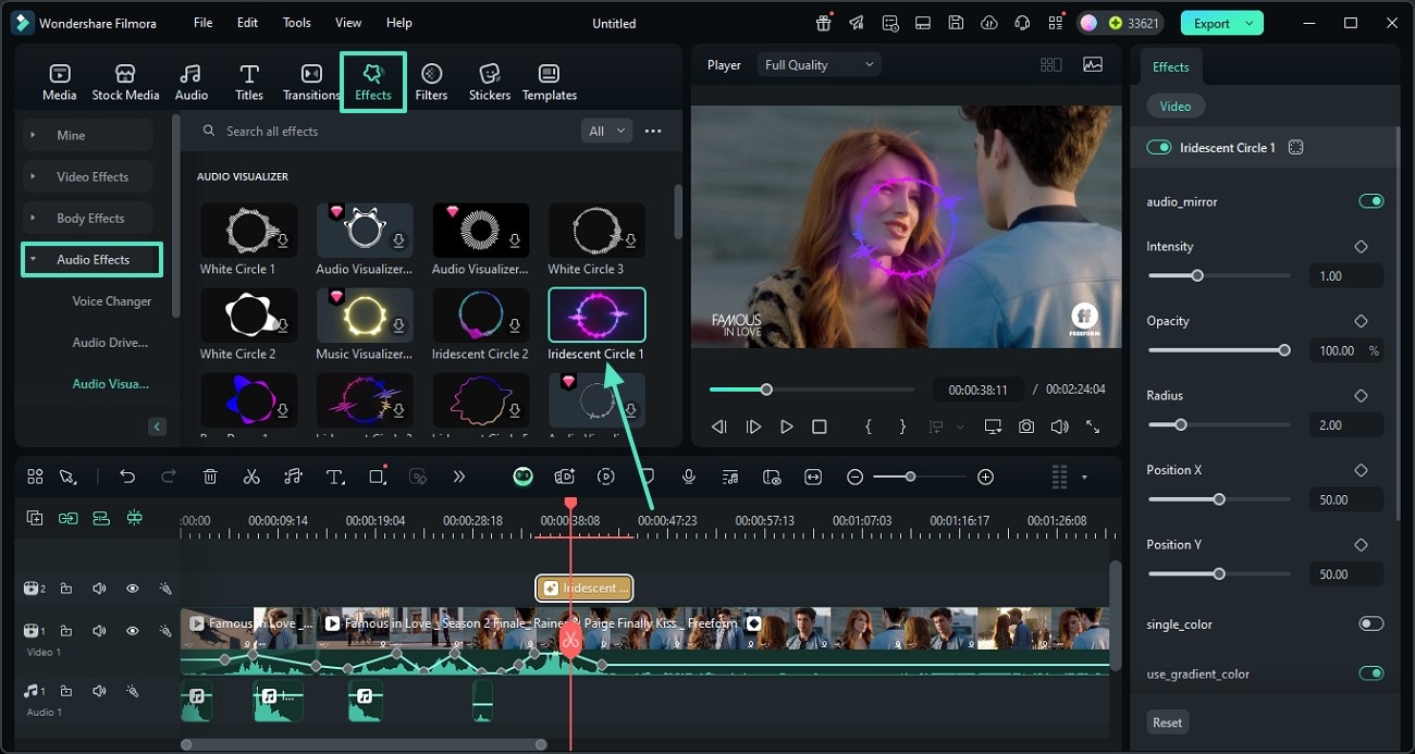 apply audio visualizers effects video