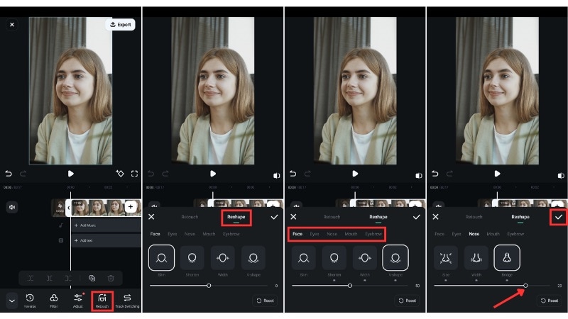 adjust the sliders to distort face
