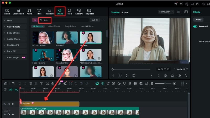 apply the ar filter to your clip