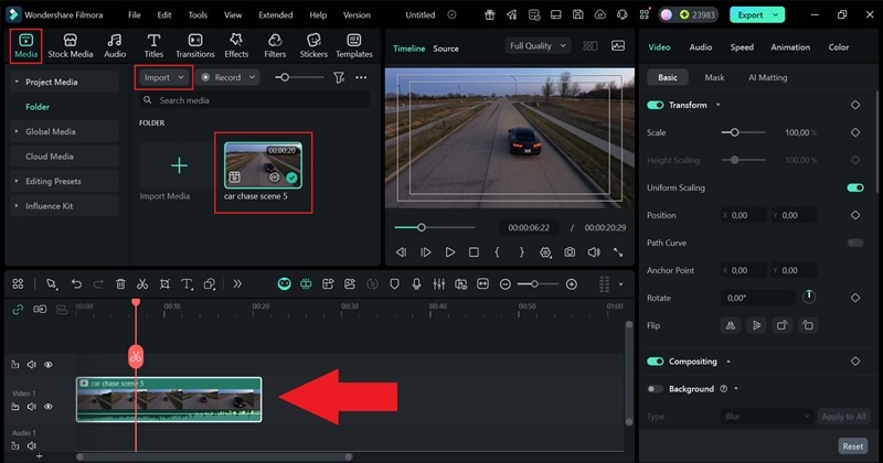 drag your video to the timeline