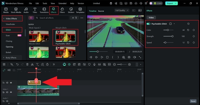 find and apply glitch effects