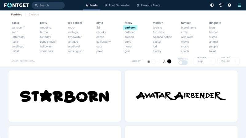 fontget cartoon font generator library