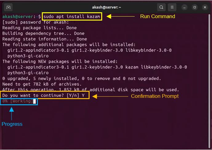 how to install kazam