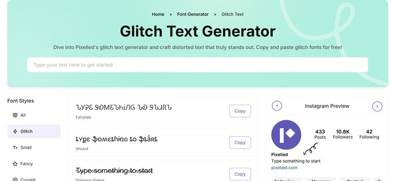 pixelied glitch text generator
