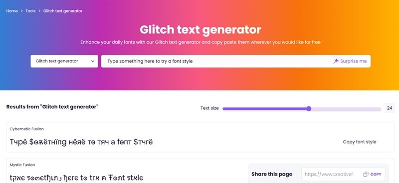 creative fabrica glitch text generator