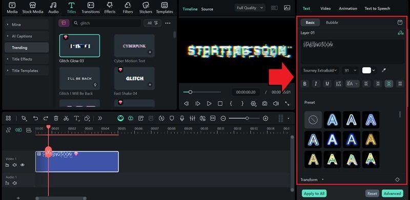 customize the glitch text