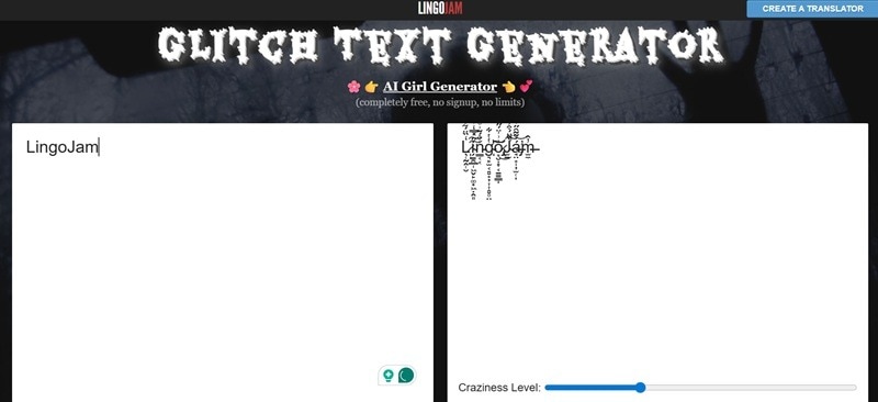 lingojam glitch text generator