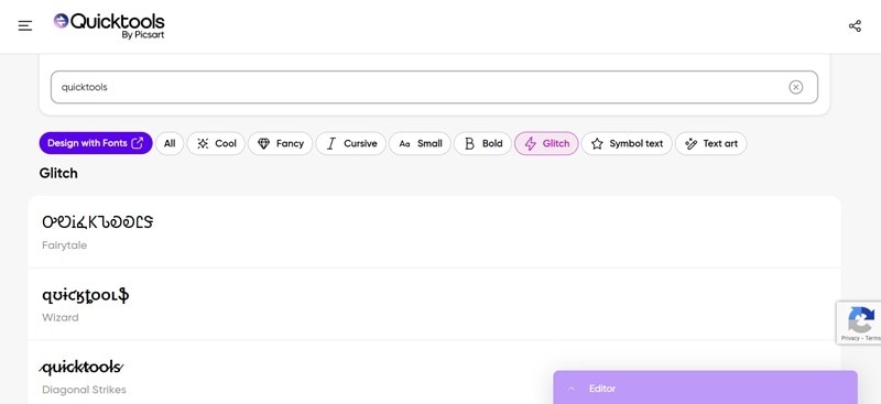 quicktools glitch text generator