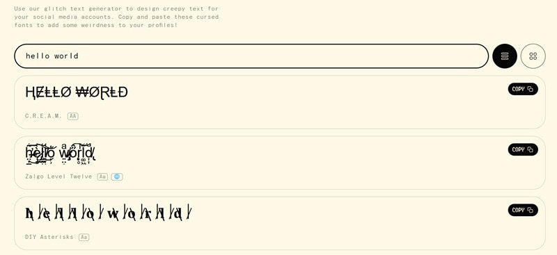 glyphy glitch text generator