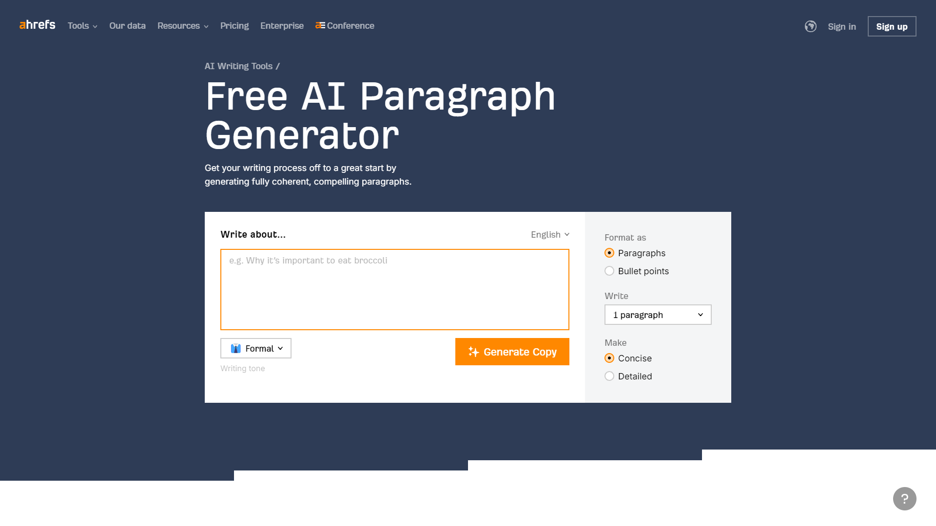 ahrefs paragraph generator