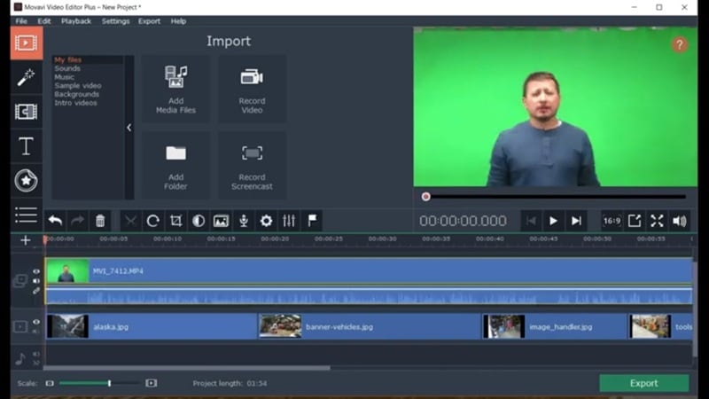 movavi video editor green screen editing
