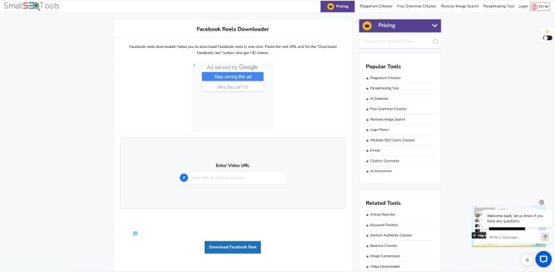 small seo tools as facebook reel downloader
