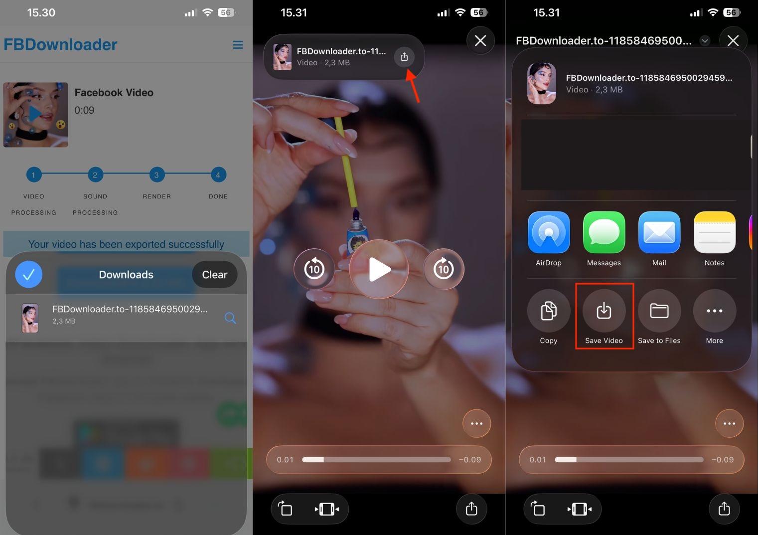 save the downloaded video