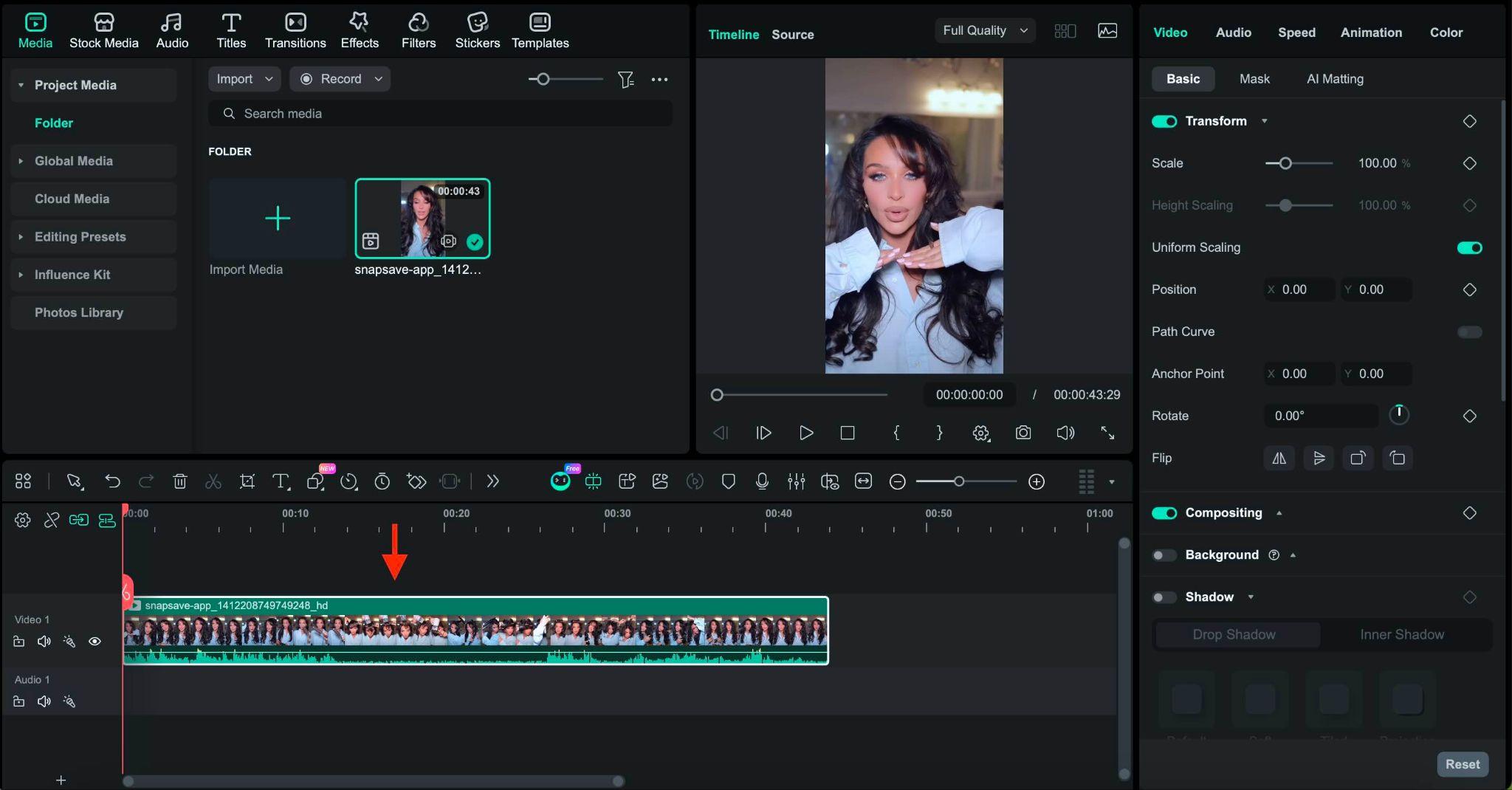 drag and trim the clip