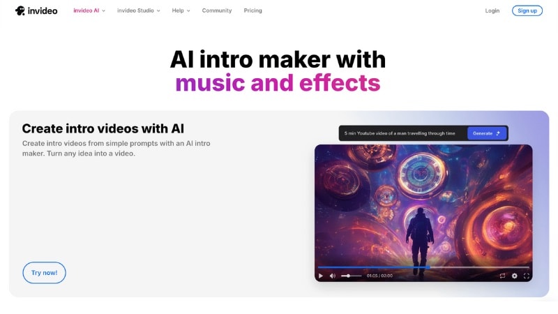 invideo as an ai intro maker
