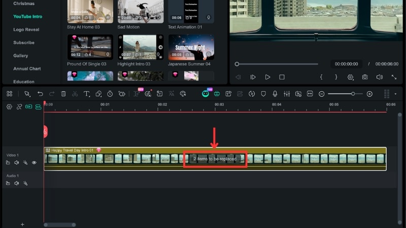 drag the template to the timeline