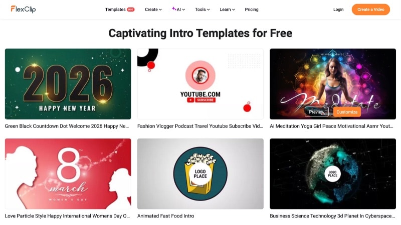 flexclip as a free video intro maker
