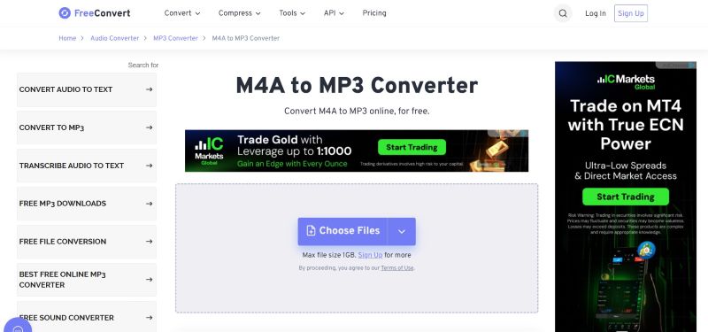 freeconvert as audio converter