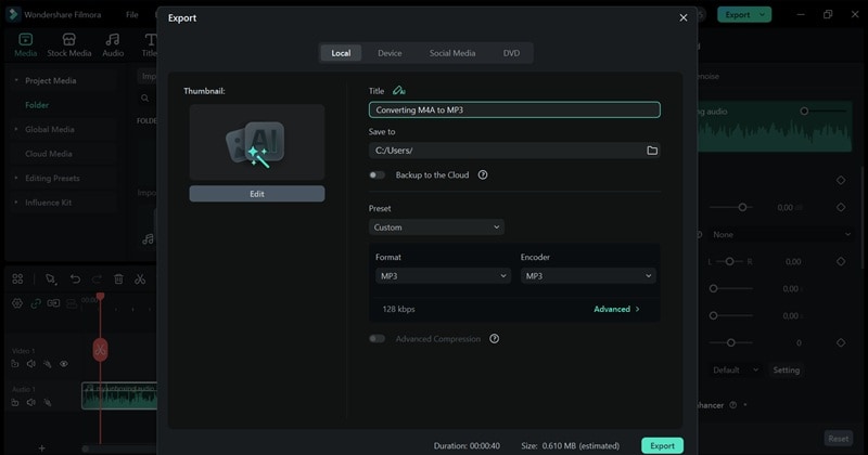 filmora as audio converter