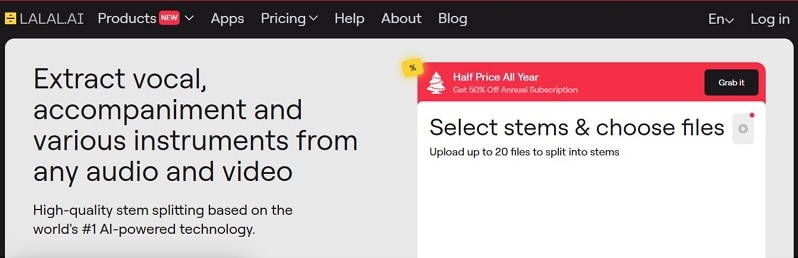 lalal ai online stem splitter