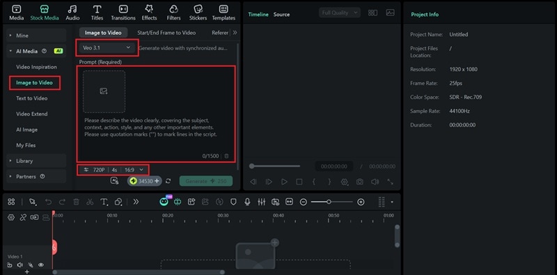 access filmora image to video