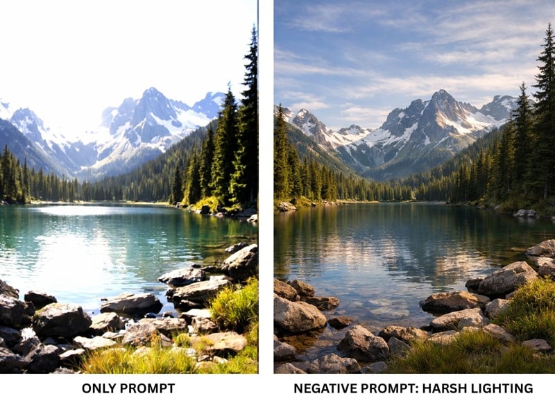 negative prompt pour le contrôle de l’éclairage
