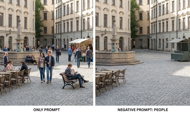 negative prompt pour exclure des personnes