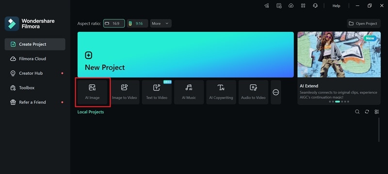 ouvrir AI Image dans Filmora