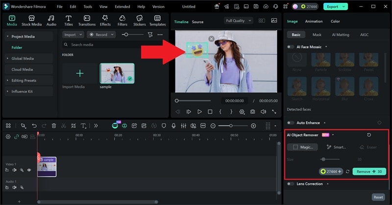 mark emoji and click remove