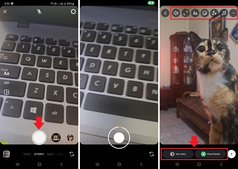 record a new instagram story