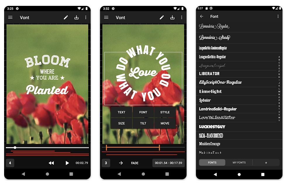 vont video text editor